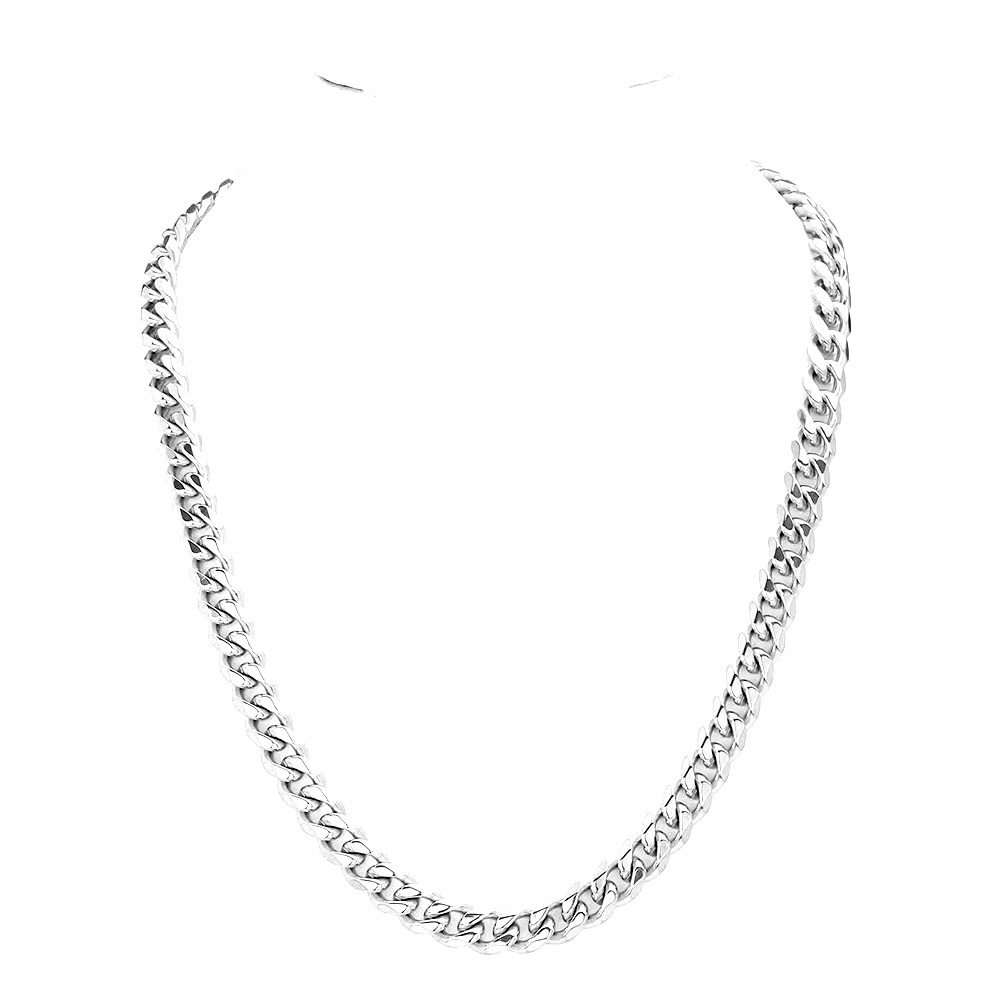 Stainless Steel Diamond Cut Cuban Chain Necklace